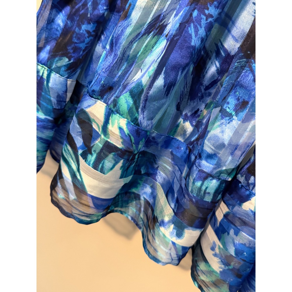 Luxe By Carmen Marc Valvo Blue Watercolor Fit & Flare Dress 20W - Picture 5 of 17